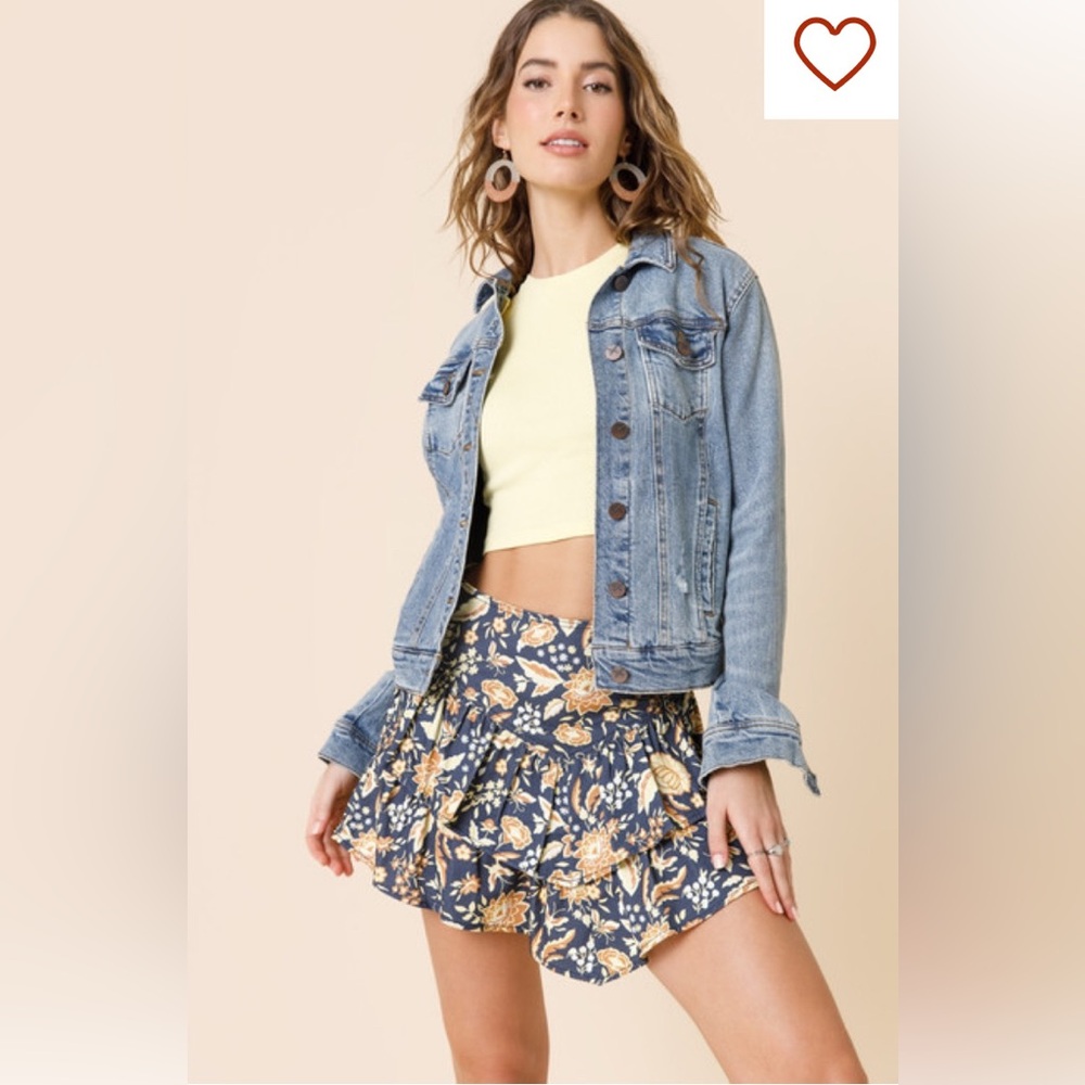 Francesca's Collections Floral Mini Skirt - Navy and Yellow NWT - Picture 2 of 14